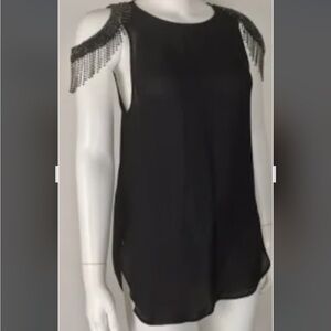 Haute Hippie Black Beaded Sleeveless Blouse